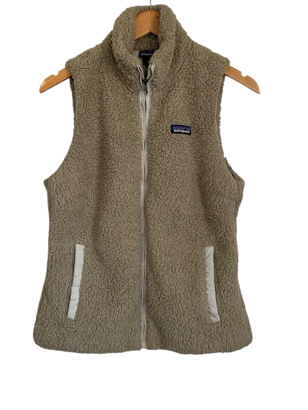 Patagonia Womens Los Gatos Fleece Full Zip Vest Medium Tan High Pile